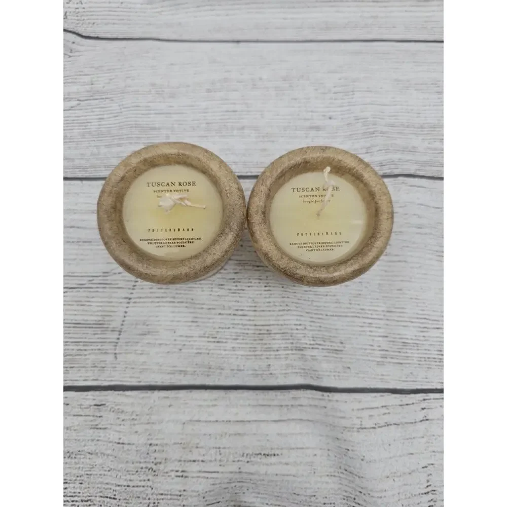 Pottery Barn Tuscan Rose Votive Candles (2)